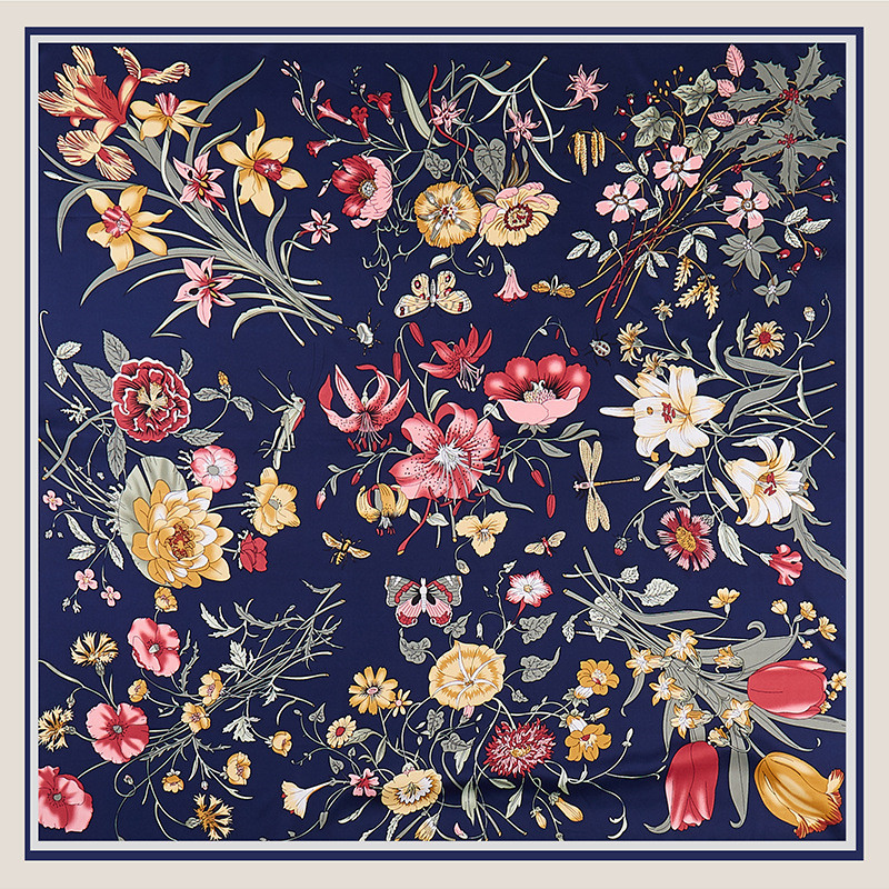 Silk Scarf Square - POBING dimi ipek eşarp kadın çiçekler