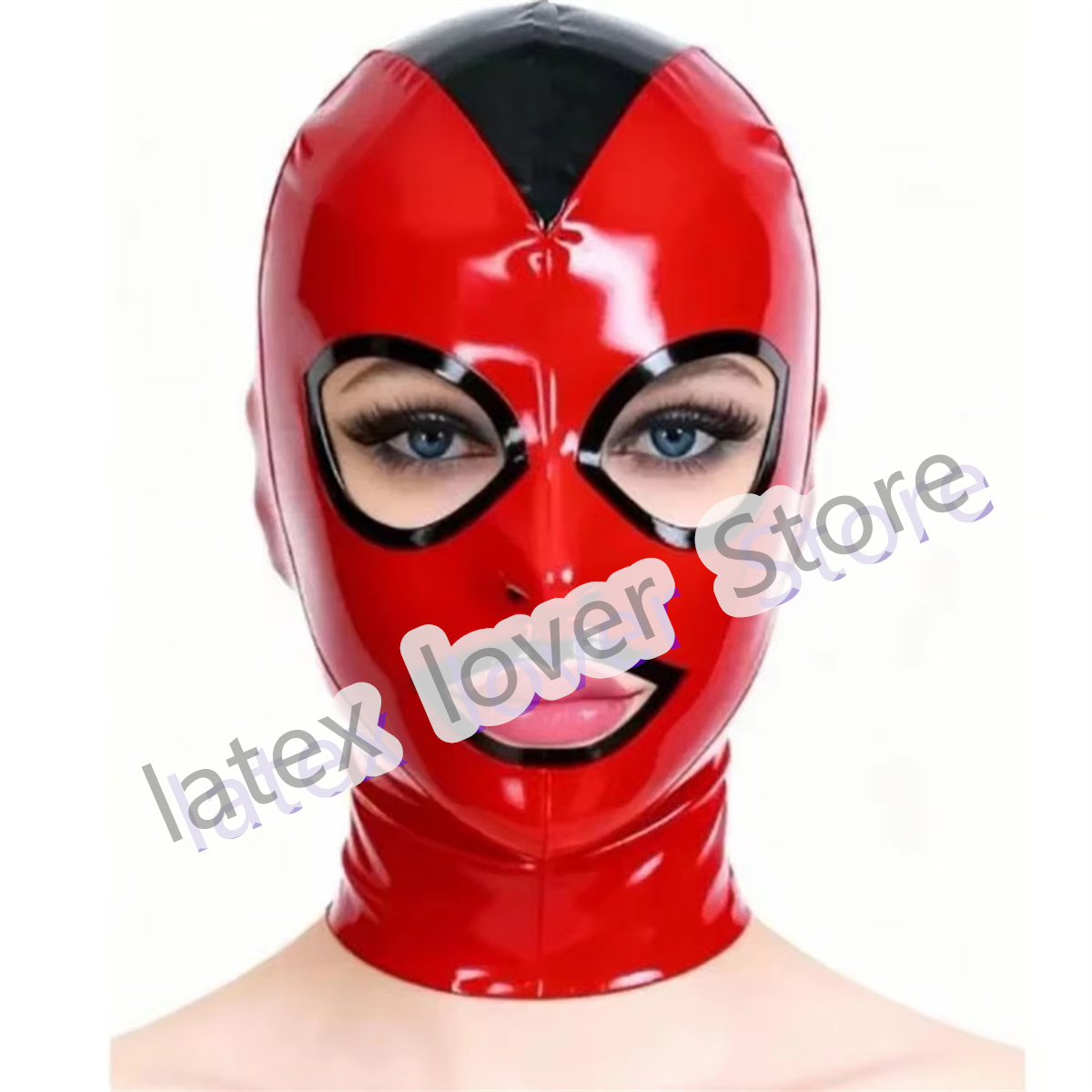Women'S Red Accessories - El Yapımı Lateks Kapüşonlu Kauçuk Maske,