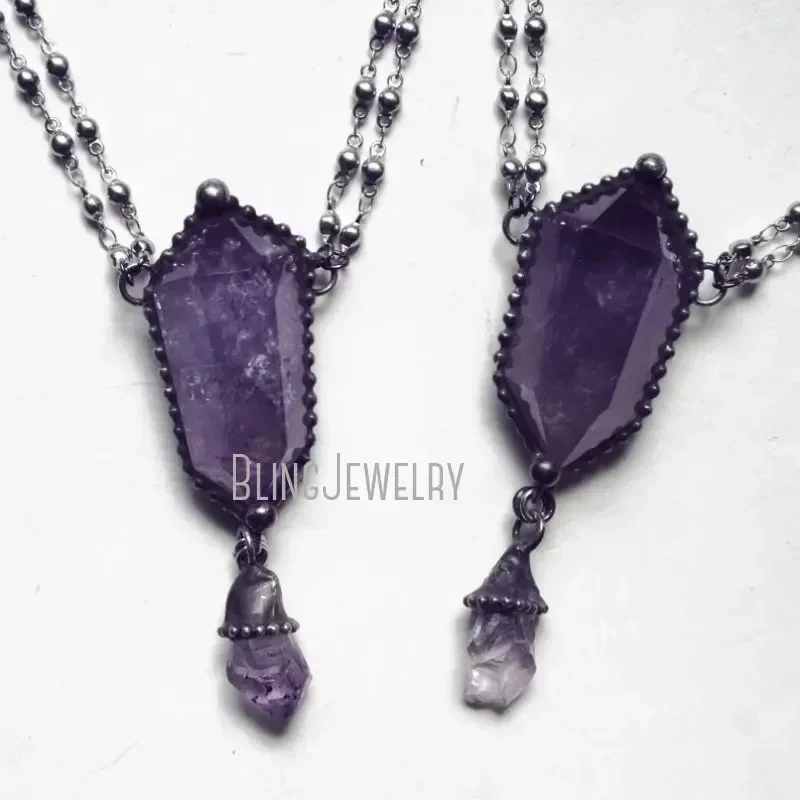 10 adet Ametist Kristal Kolye  - Women'S Emo Accessories incelemesi ve fiyatı